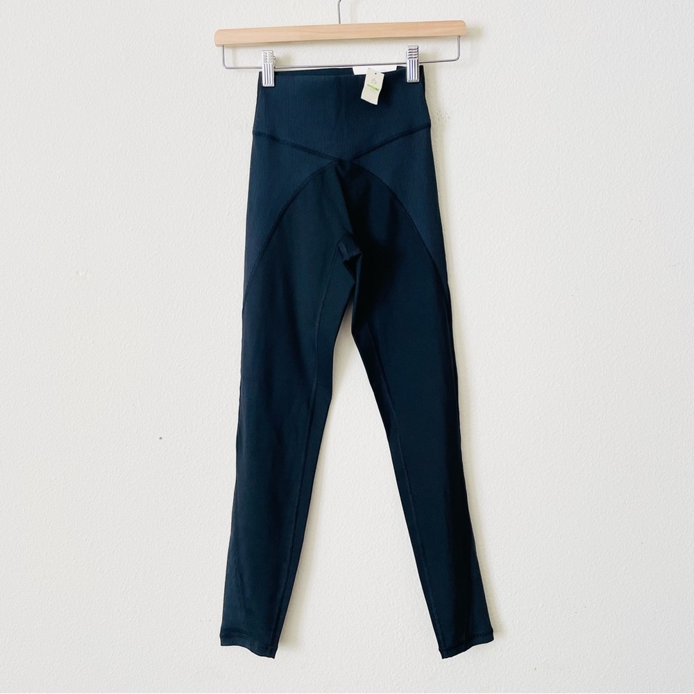 NWT Aerie SMALL Offline Goals black ribbed detail High Rise Leggings 7/8 length - Picture 5 of 10